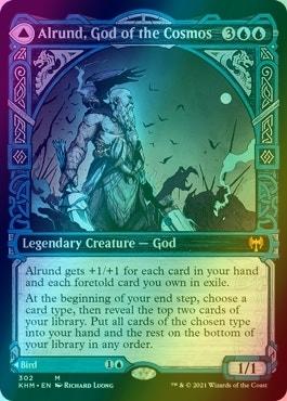 Alrund, God of the Cosmos // Hakka, Whispering Raven [302] [Showcase] [Kaldheim] [Foil]