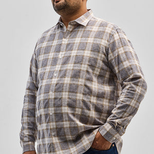 Light Grey Checks Linen Blend Shirt