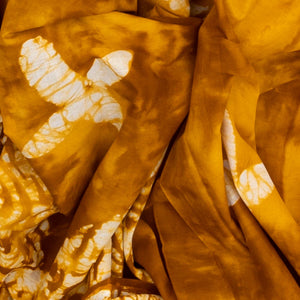 Mustard Jaipur Cotton Saree With Tie & Dye Floral Motifs