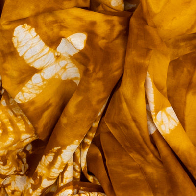 Mustard Jaipur Cotton Saree With Tie & Dye Floral Motifs