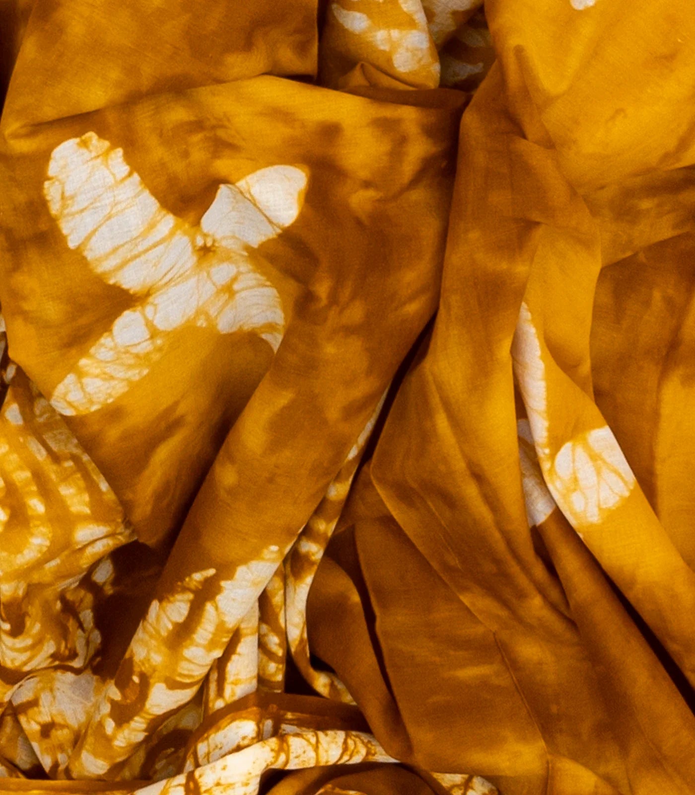 Mustard Jaipur Cotton Saree With Tie & Dye Floral Motifs