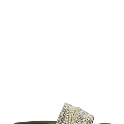 Studded Rhinestone Band Slide Sandals