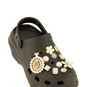 Rhinestone Charm Platform Slingback Clogs