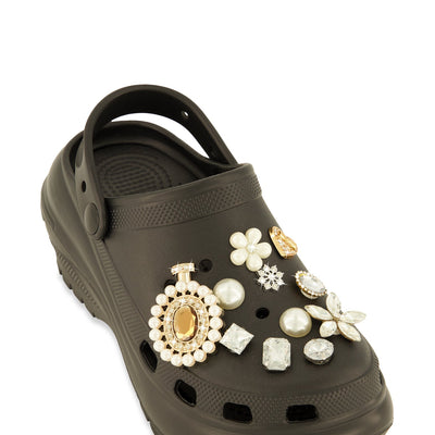 Rhinestone Charm Platform Slingback Clogs