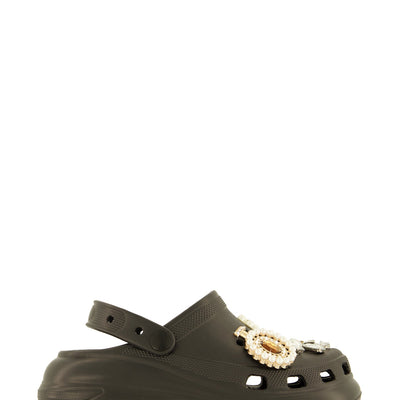 Rhinestone Charm Platform Slingback Clogs