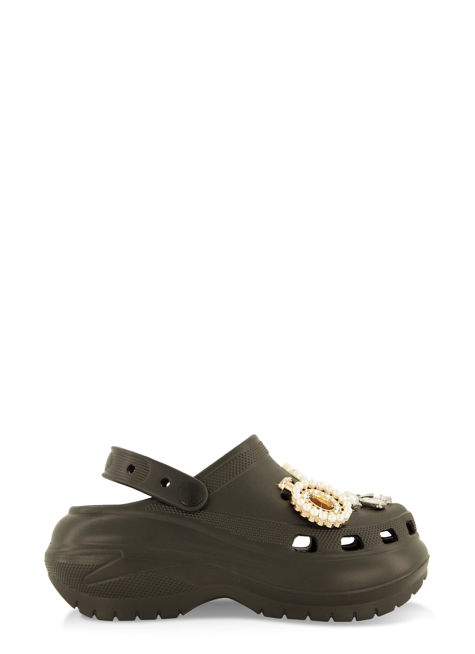 Rhinestone Charm Platform Slingback Clogs