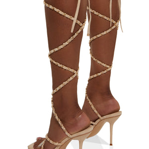 Cape Robbin Chain Detail Lace Up Stiletto Heels