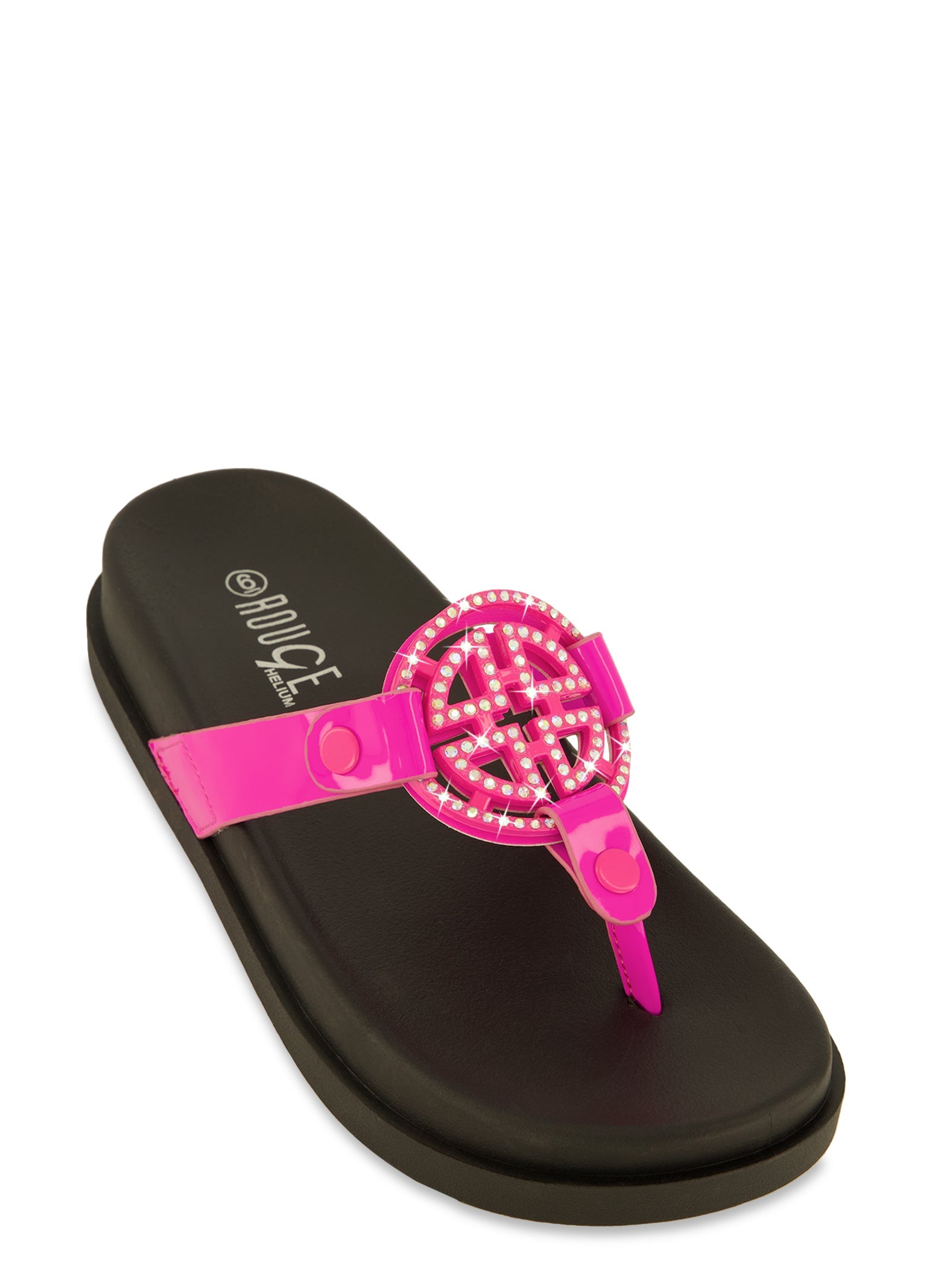 Geometric Rhinestone Pendant Platform Thong Sandals