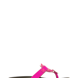 Geometric Rhinestone Pendant Platform Thong Sandals