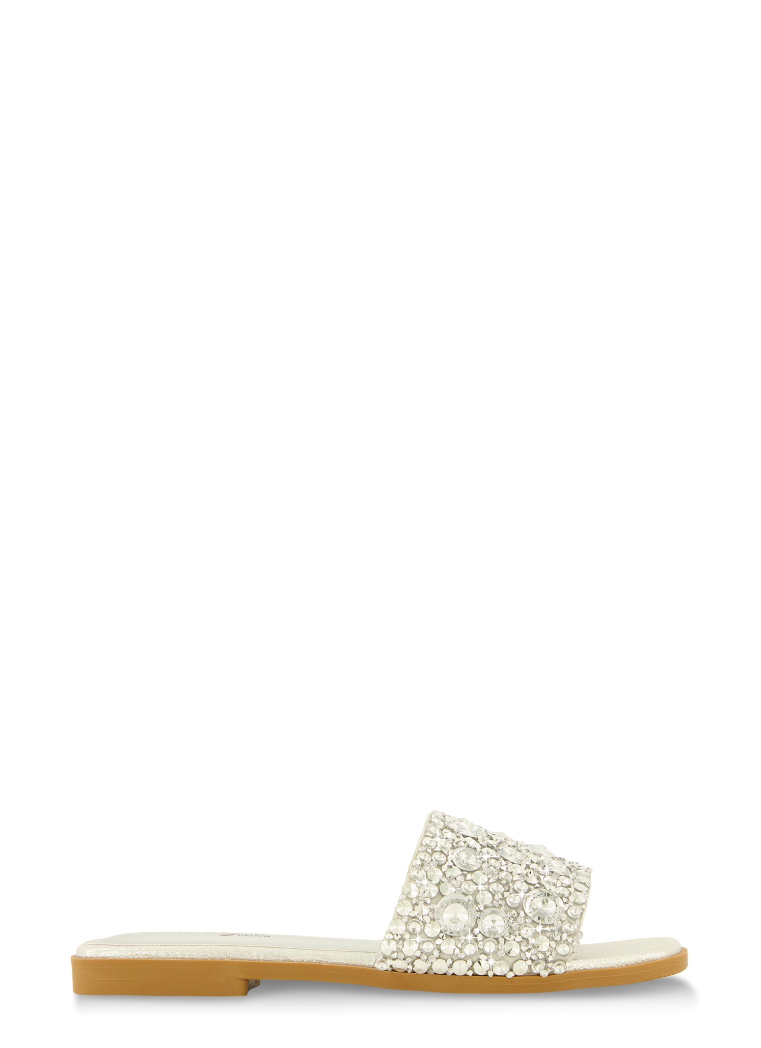 Embellished Square Toe Slide Sandals