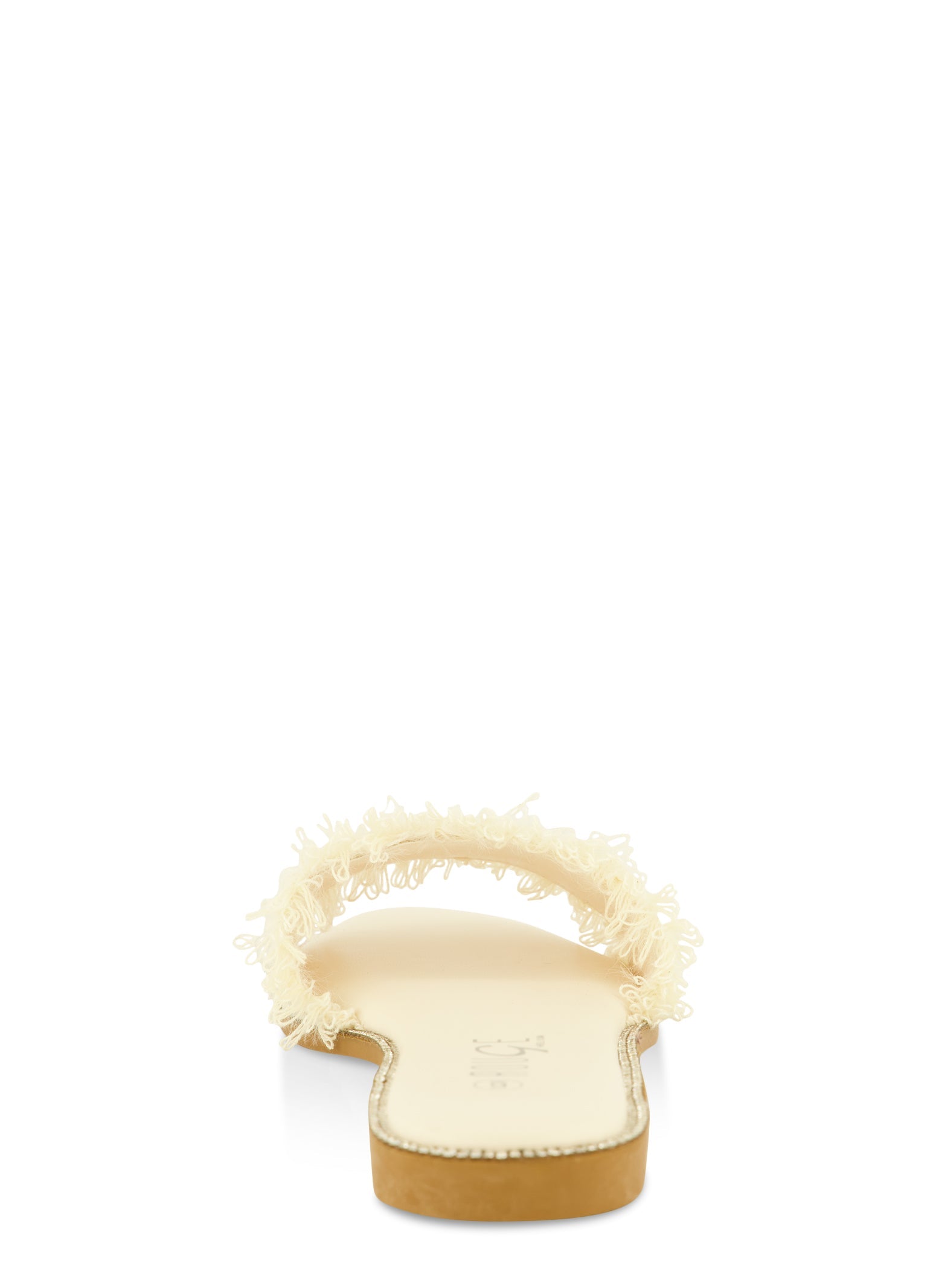 Rhinestone Trim Frayed Faux Pearl Band Slide Sandals
