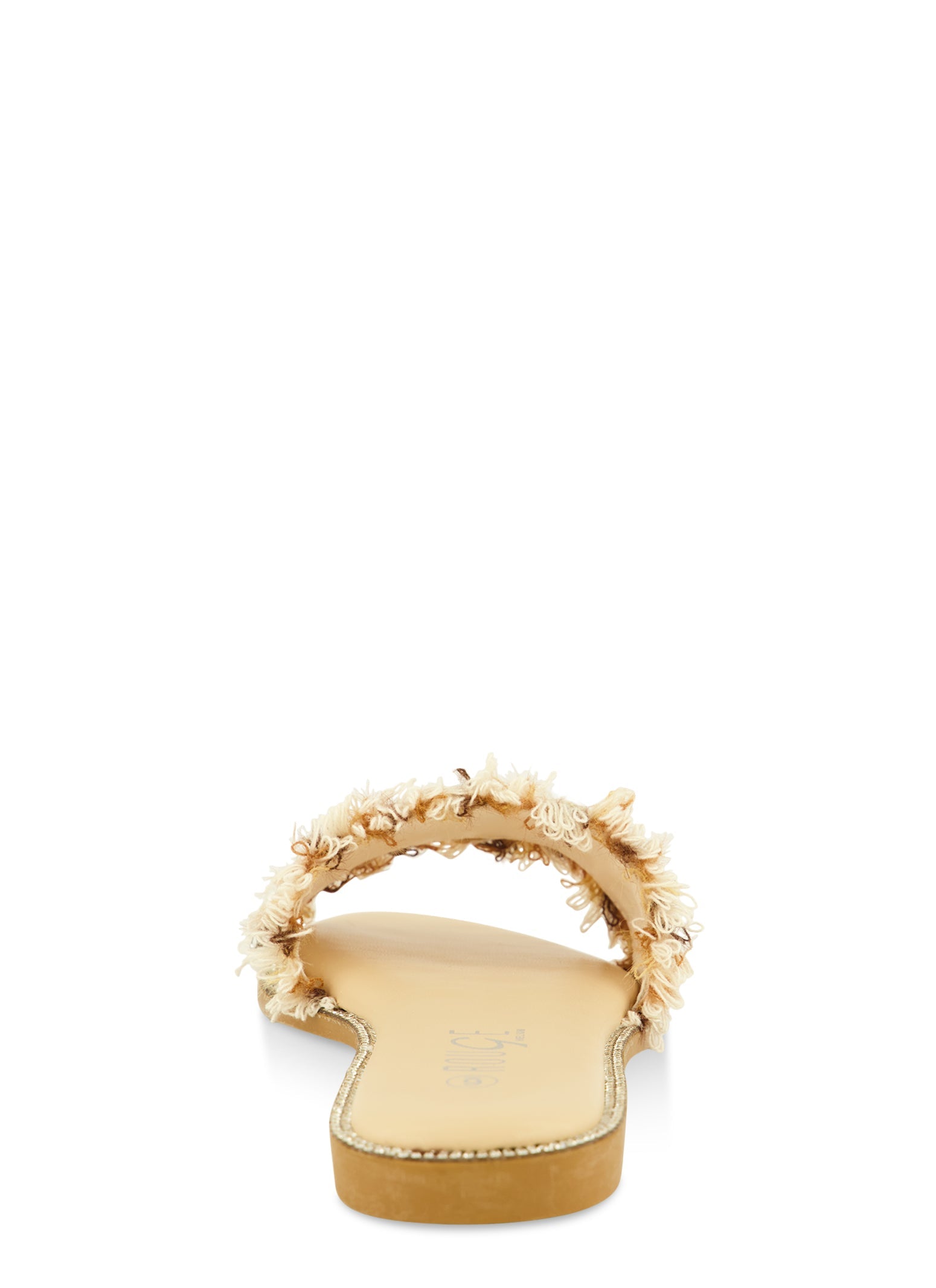 Rhinestone Trim Frayed Faux Pearl Band Slide Sandals