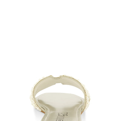 Faux Pearl Rhinestone H Band Slide Sandals
