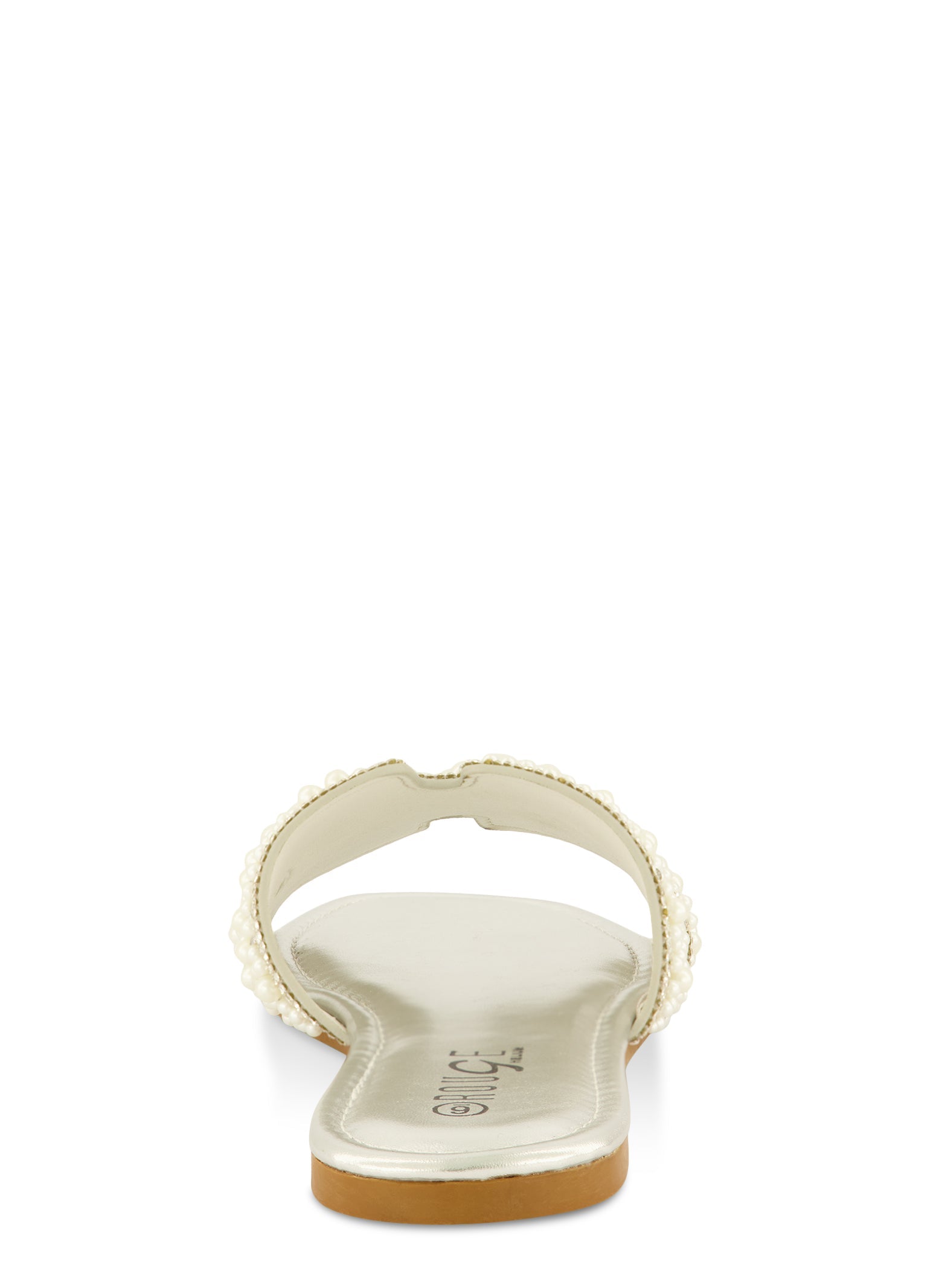 Faux Pearl Rhinestone H Band Slide Sandals