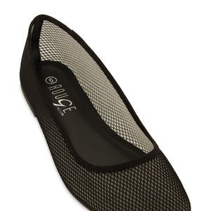 Fishnet Mesh Lined Ballerina Flats