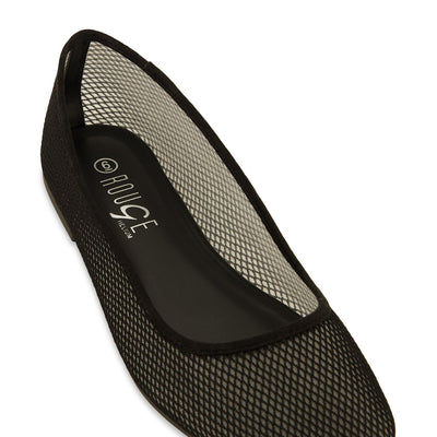 Fishnet Mesh Lined Ballerina Flats
