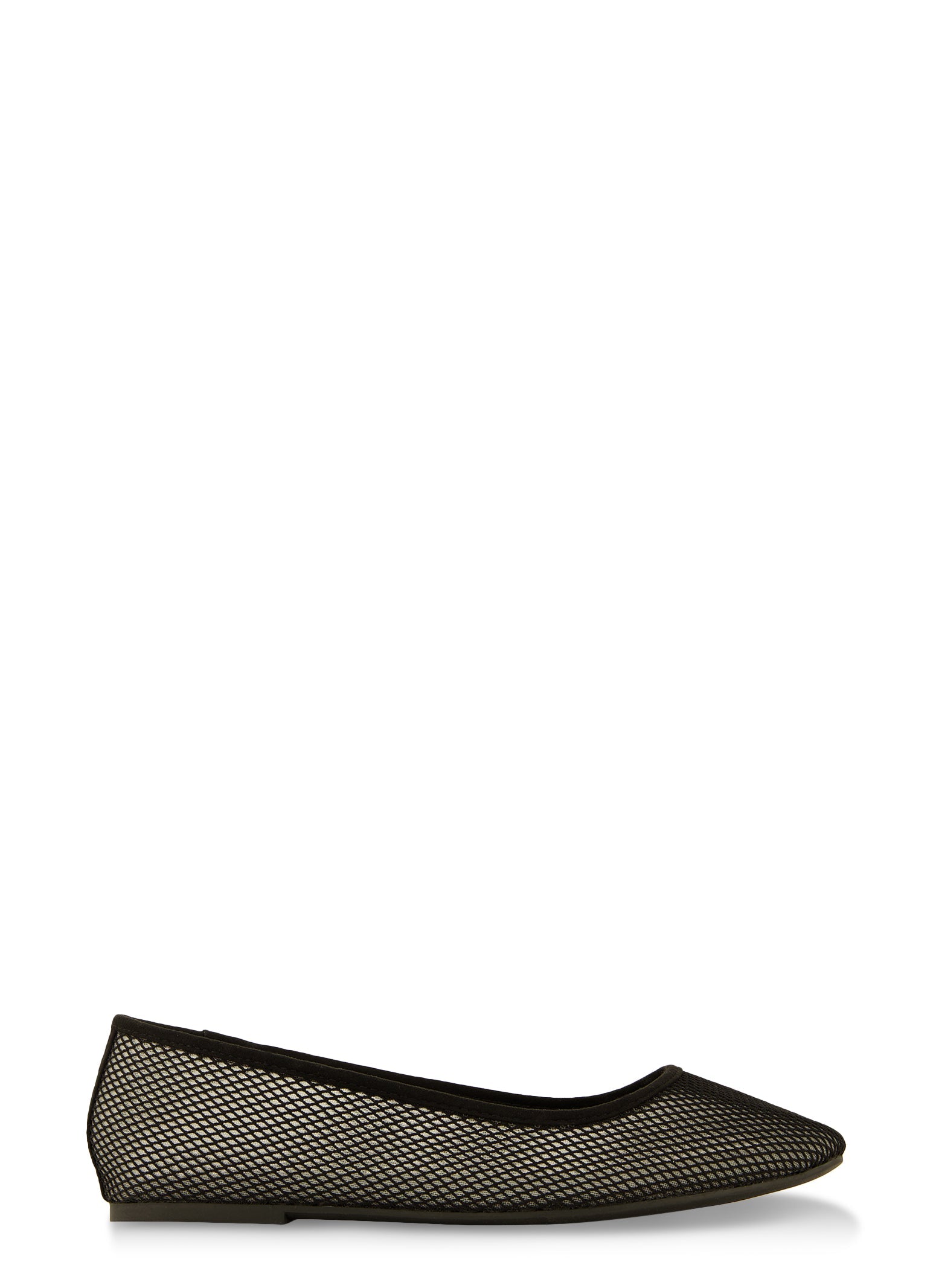 Fishnet Mesh Lined Ballerina Flats