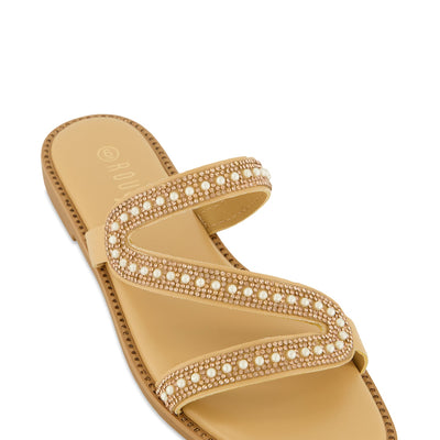 Rhinestone Asymmetric Band Flat Sandals