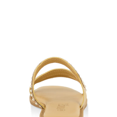 Rhinestone Asymmetric Band Flat Sandals