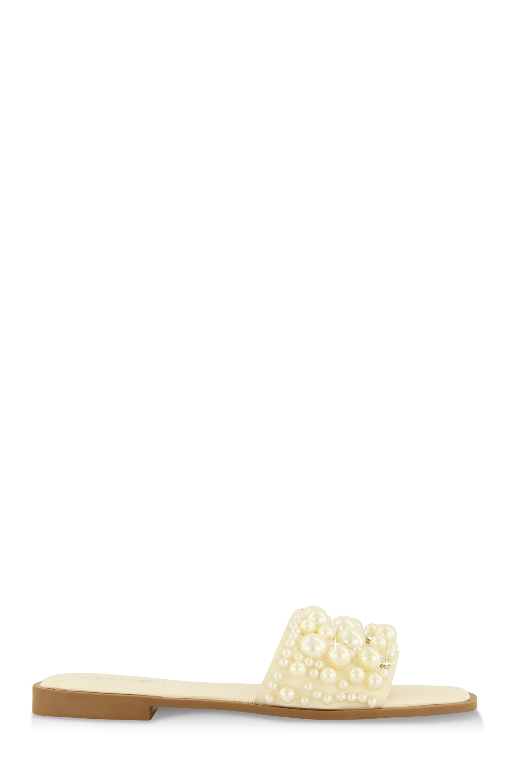 Rhinestone Faux Pearl Band Slide Sandals