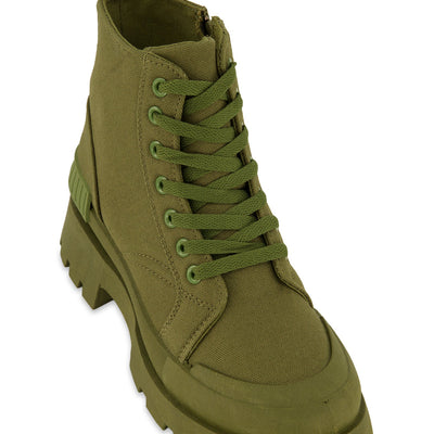 Canvas Cap Toe Detail Combat Boots