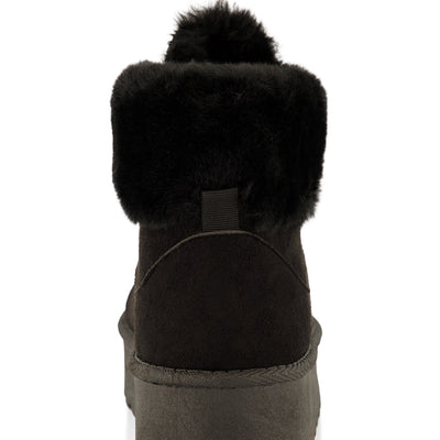 Faux Fur Lined Lace Up Platform Booties