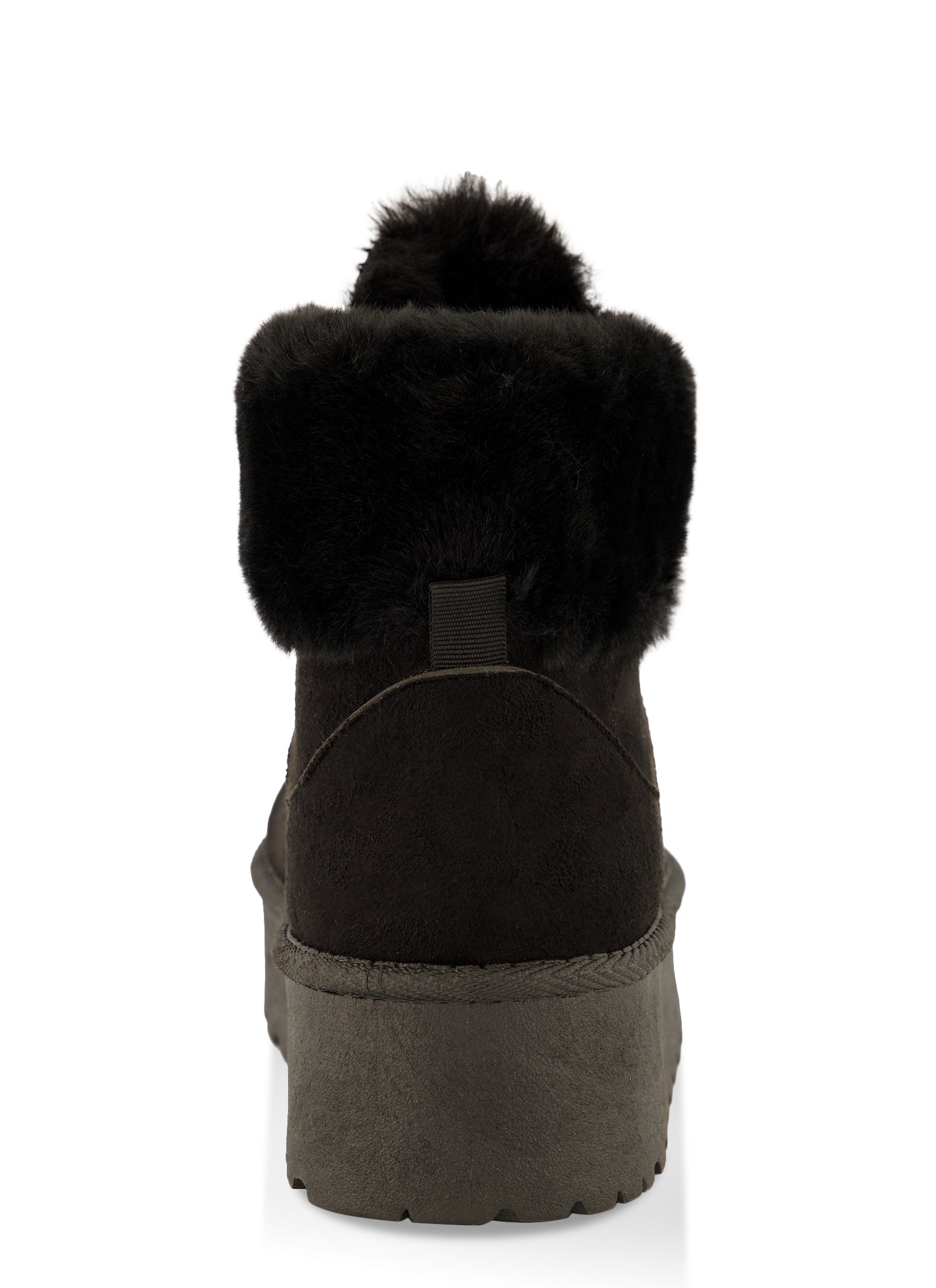 Faux Fur Lined Lace Up Platform Booties