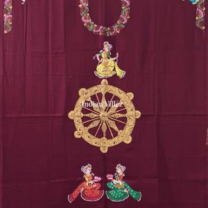 Maroon Nartaki Theme Pattachitra Kurti Cotton Dress Material
