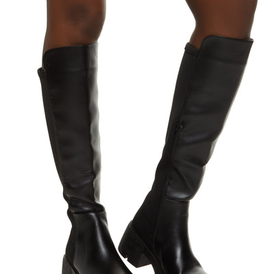 Lug Sole Stretch Back Tall Boots