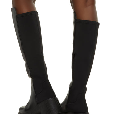 Lug Sole Stretch Back Tall Boots