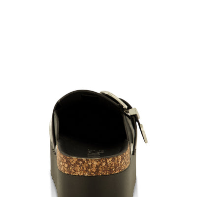 Studded Charm Buckle Round Toe Platform Clogs