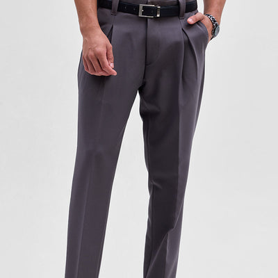 Grey Slim Fit Stretch Trousers