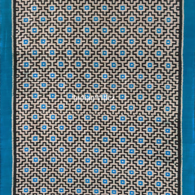 Peacock Blue with Black Pasapali Contemporary Silk Saree