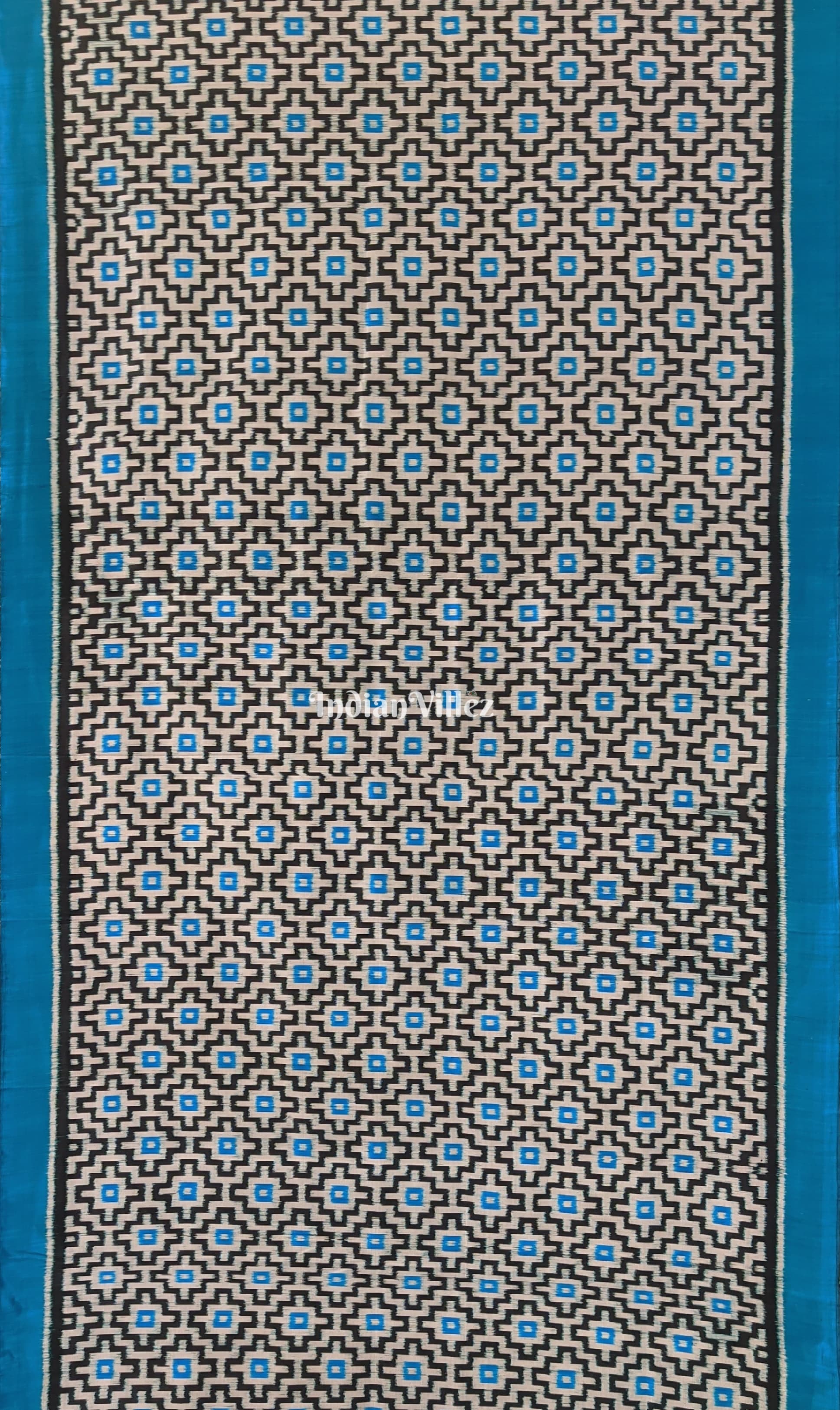 Peacock Blue with Black Pasapali Contemporary Silk Saree