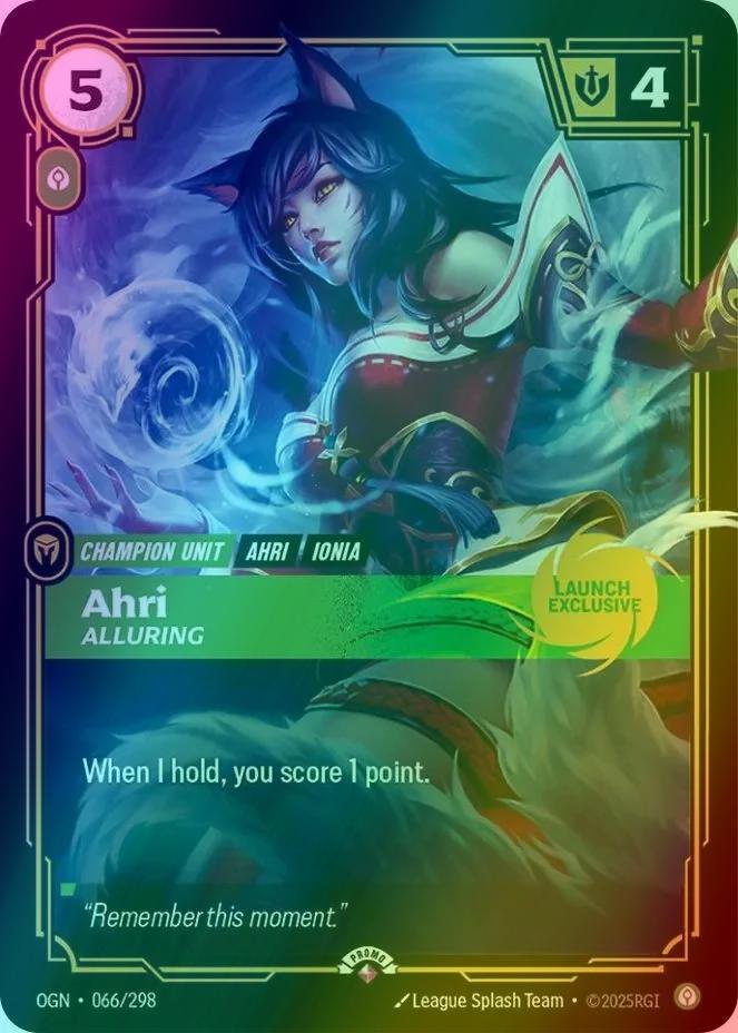 Ahri - Alluring (Launch Exclusive) - 066/298 [Riftbound Promotional Cards] [Foil]