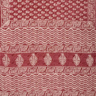 Brown Woven Jaipur Cotton Saree Printed With Flower  Motifs
