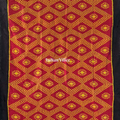 Red Yellow Contemporary Odisha Ikat Tarabali Silk Saree