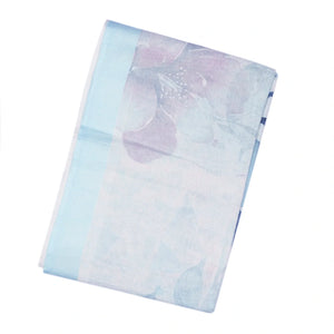 Light Blue Handloom Linen Saree With Printed Flowers