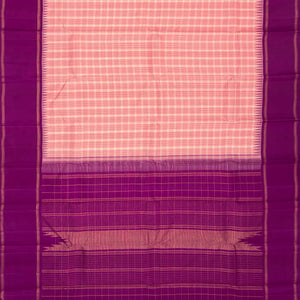 Baby Pink Handloom Korvai Kanchipuram Silk Saree With Checks