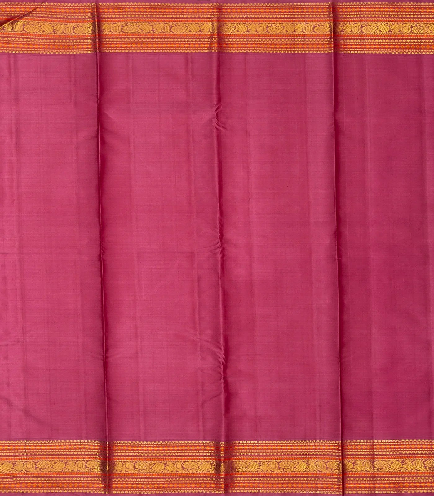 Lavender Handloom Kanchipuram Korvai Silk Saree With Contrast Border