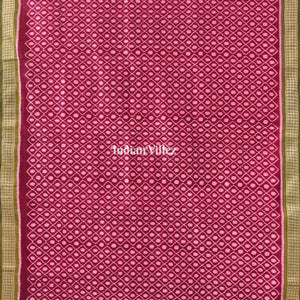 Maroon Odisha Ikat Contemporary Silk Saree With Exclusive Floral Pallu