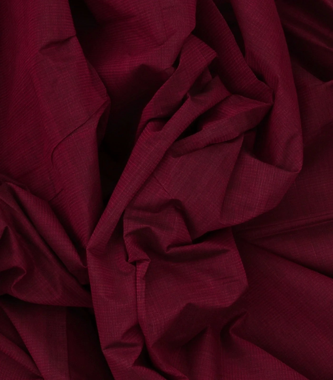 Burgundy Mangalagiri Cotton Saree With Contrast Zari Border