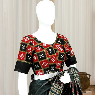 Black Red Pasapali Odisha Ikat Sambalpuri Cotton Blouse