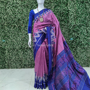 Onion Pink Odisha Ikat Contemporary Silk Saree