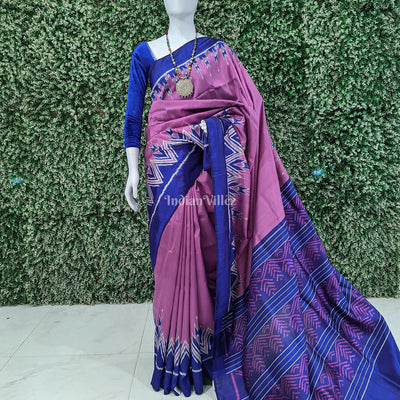 Onion Pink Odisha Ikat Contemporary Silk Saree