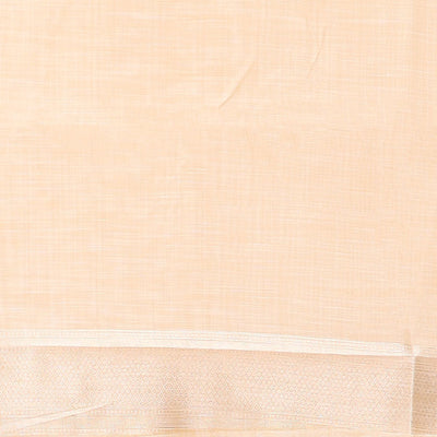 Cream intricate design semi-raw tussar saree with self border & plain pallu