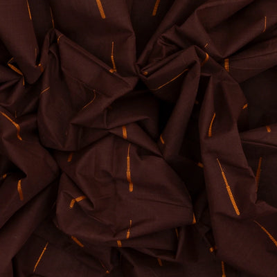 Dark Brown Handloom Kanchi Cotton Saree With Raindrop Buttas