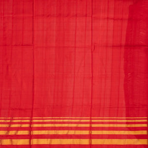 Red Handloom Uppada Plain Silk Saree With Mustard Stripe Border