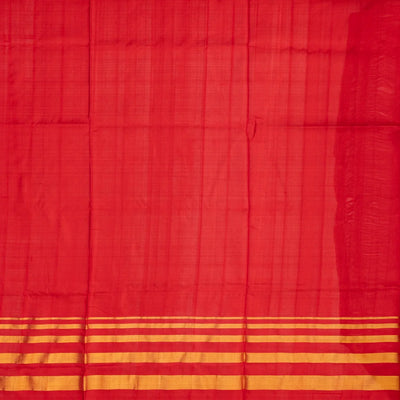 Red Handloom Uppada Plain Silk Saree With Mustard Stripe Border