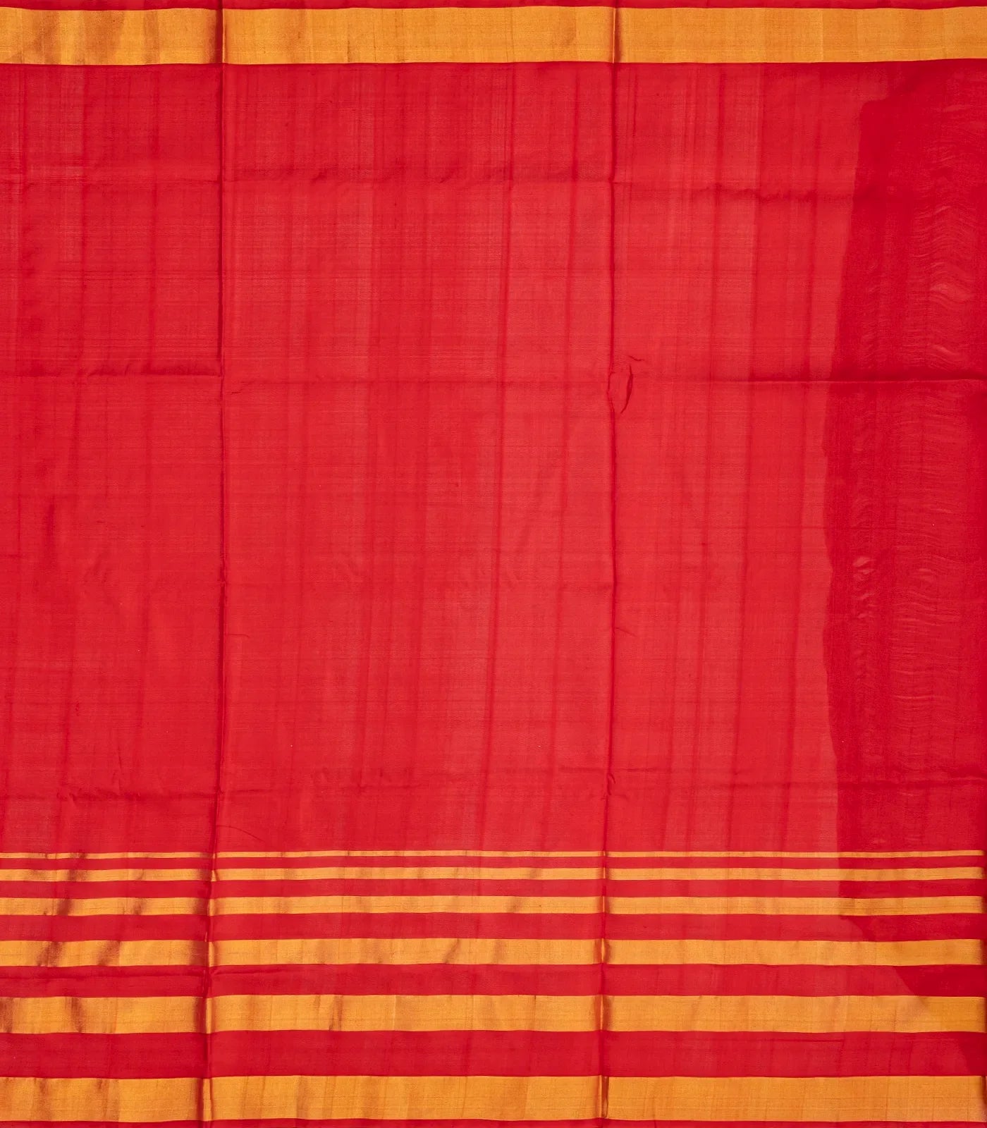 Red Handloom Uppada Plain Silk Saree With Mustard Stripe Border
